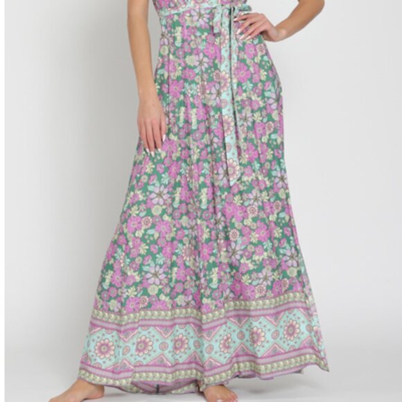 273. Short sleeve border print wrap maxi dress - Picture 5 of 5